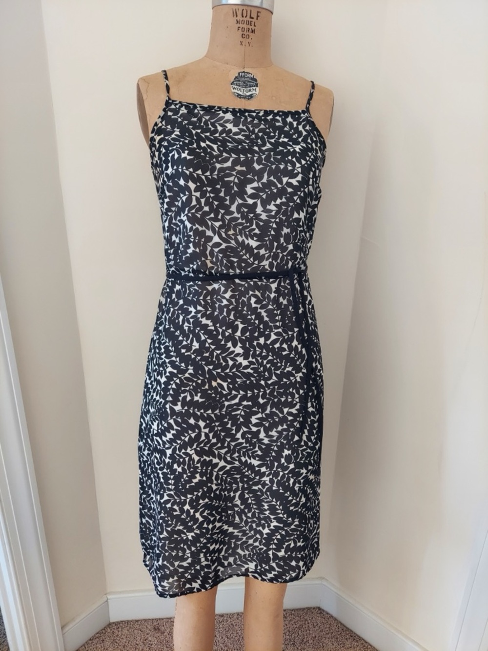 Old Navy Navy and White Printed Midi Dress
